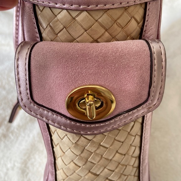 COACH - vtg. Pink straw hand bag, vintage - Picture 7 of 11